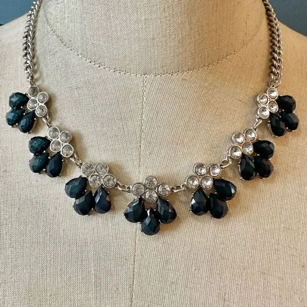 Charming Charlie Blue rhinestone statement necklace